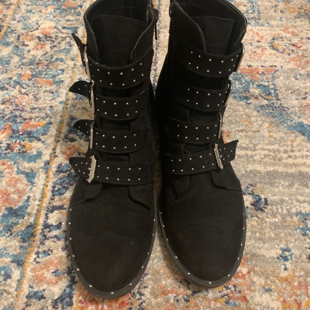 Bar III Faux Suede Studded Ankle Boots